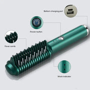Curvolux - Dual-Purpose Electric Hair Comb for Curling & Straightening